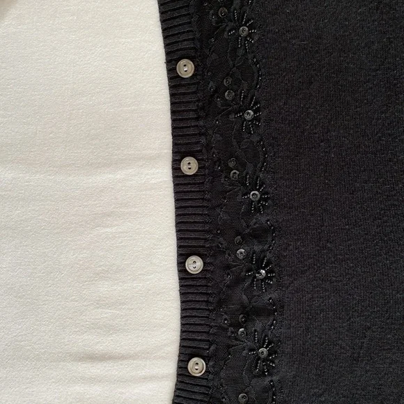 Loy and Ford Cashmere Silk button front sleeveless sweater vest beaded sequin 10 - Picture 11 of 12